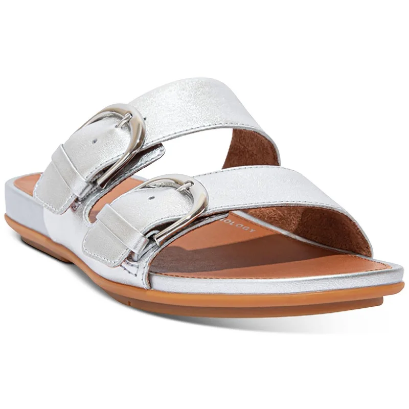 Fitflop Womens Gracie Buckle Leather Slide Sandals Camouflage Print Boot Style  