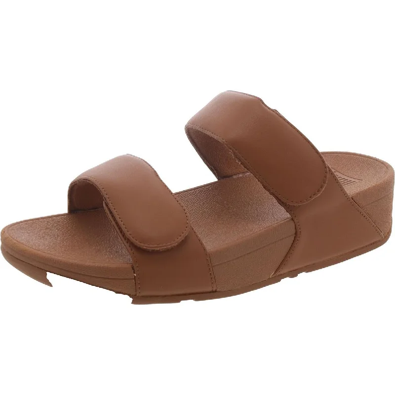 Fitflop Womens Lulu Leather Adjustable Slide Sandals Monochromatic Shoe Look  