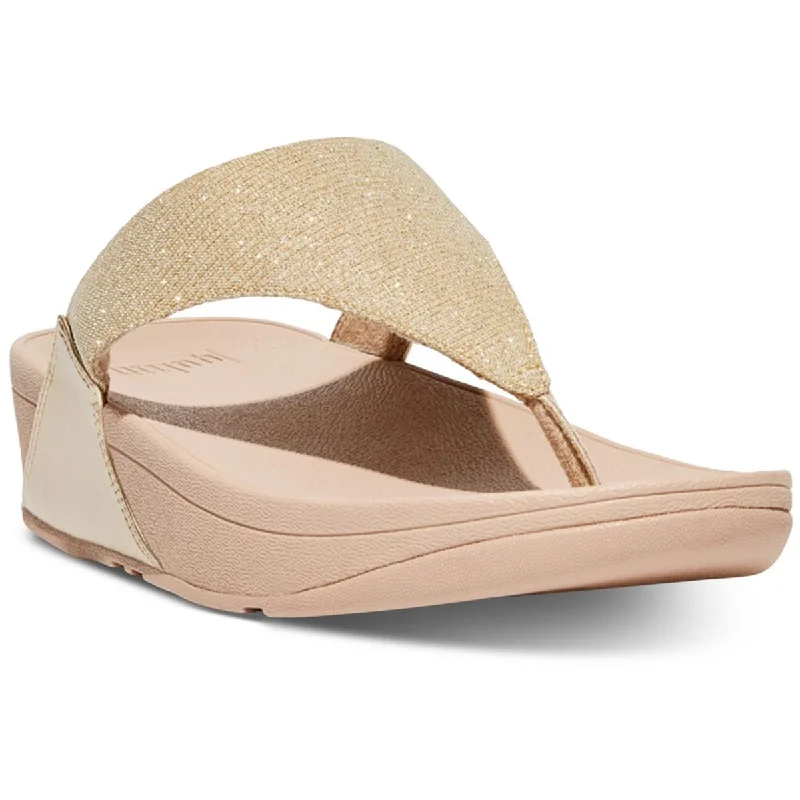 Fitflop Womens Lulu Shimmerlux Metallic Thong Wedge Sandals Artisan - Crafted Loafer Style Fitflop Womens Lulu Shimmerlux Metallic Thong Wedge Sandals Artisan - Crafted Loafer Style