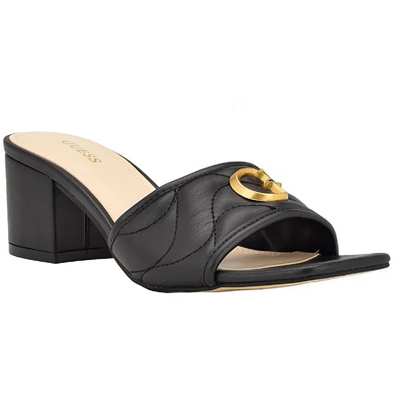 Guess Womens ULLIY Faux Leather Mule Sandals Art Deco - Inspired Shoe Look  