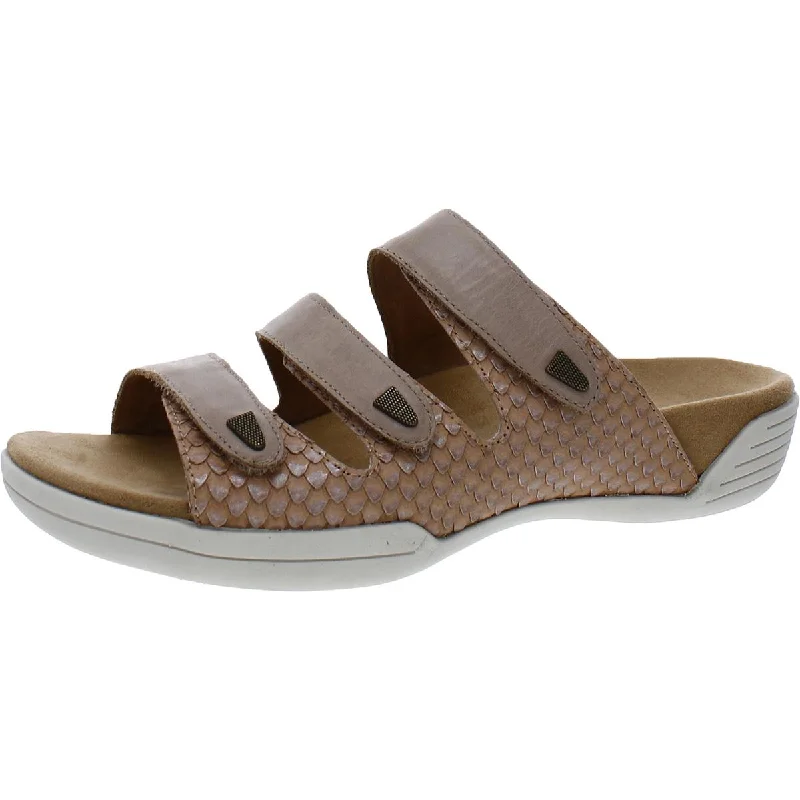 Hälsa Womens Delight Leather Open Toe Slide Sandals Mod Oxford Design  
