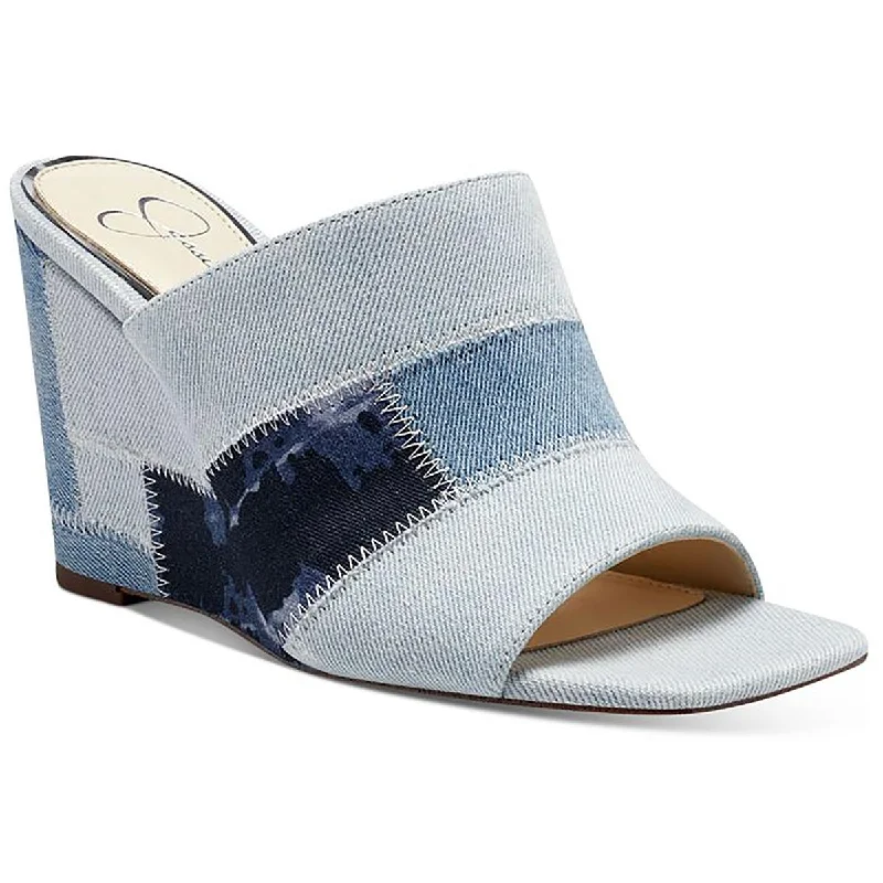 Jessica Simpson Womens Aishia Denim Slip-On Wedge Sandals Neon - Accent Sneaker Look Jessica Simpson Womens Aishia Denim Slip-On Wedge Sandals Neon - Accent Sneaker Look
