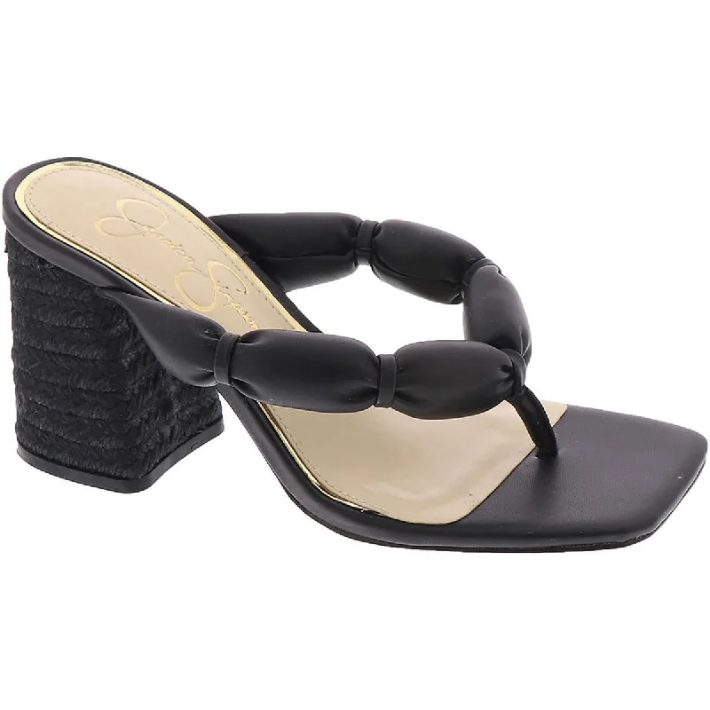 Jessica Simpson Womens Alimpio Faux LEather Square Toe Thong Sandals Wingtip Oxford Design 