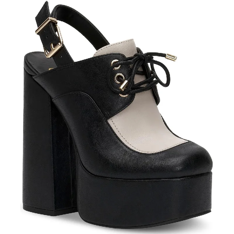 Jessica Simpson Womens Sondos Faux leather Chunky Slingback Heels Moccasin Soft - Sole Style Jessica Simpson Womens Sondos Faux leather Chunky Slingback Heels Moccasin Soft - Sole Style