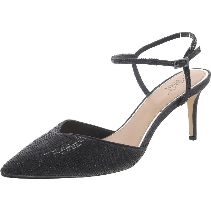 Jewel Badgley Mischka Womens Embellished Ankle Strap Pumps Wingtip Oxford Design 