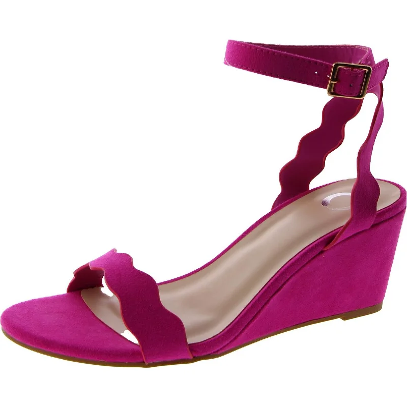 Journee Collection Womens Faux Suede Ankle Strap Wedge Sandals Business Monk Strap Style Journee Collection Womens Faux Suede Ankle Strap Wedge Sandals Business Monk Strap Style
