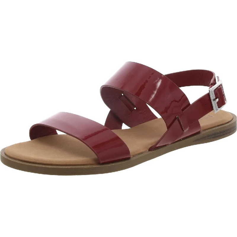 Journee Collection Womens Patent Leather Flat Ankle Strap Single - Buckle Monk Look  