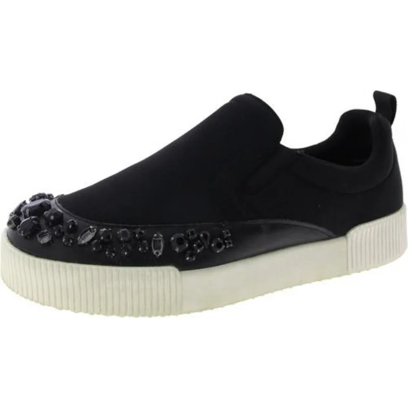 Karl Lagerfeld Womens Eliana Faux Leather Rhinestone Casual and Fashion Sneakers Retro Plimsoll Style Karl Lagerfeld Womens Eliana Faux Leather Rhinestone Casual and Fashion Sneakers Retro Plimsoll Style