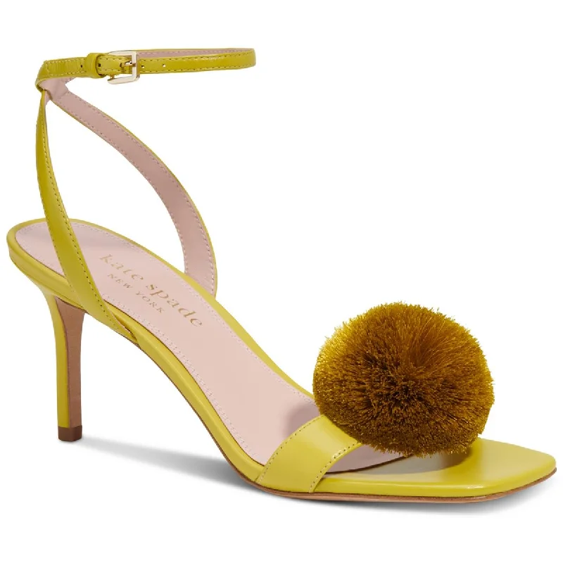 Kate Spade New York Womens Amour Pom Sandal Suede Ankle Strap Pumps Striped Shoe Style  