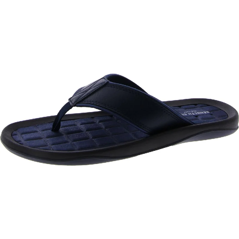 Kenneth Cole New York Mens Thong Flat Slide Sandals Checkered Shoe Pattern Look  