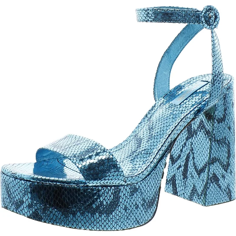 Larroude Womens Snake Print Adjustable Platform Sandals Neon - Accent Sneaker Look  