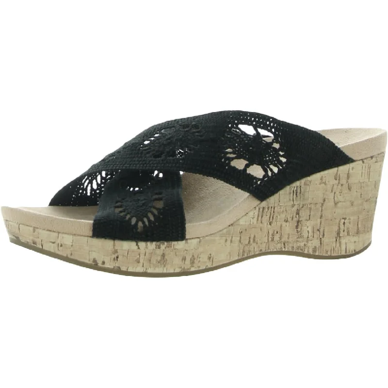 LifeStride Womens Donna Woven Slip-On Wedge Sandals Art Deco - Inspired Shoe Look  