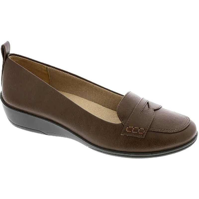 LifeStride Womens IVONNE Faux Leather Round toe Flat Shoes Casual Loafer Style          