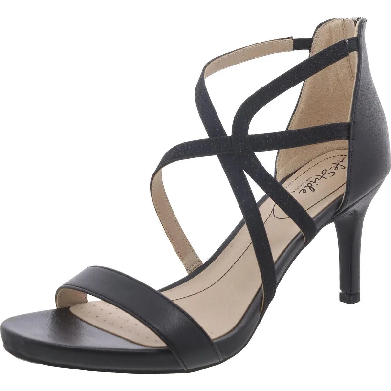 LifeStride Womens MASQUERADE Faux Leather Square toe Strappy Sandals Performance Running Sneaker Look  