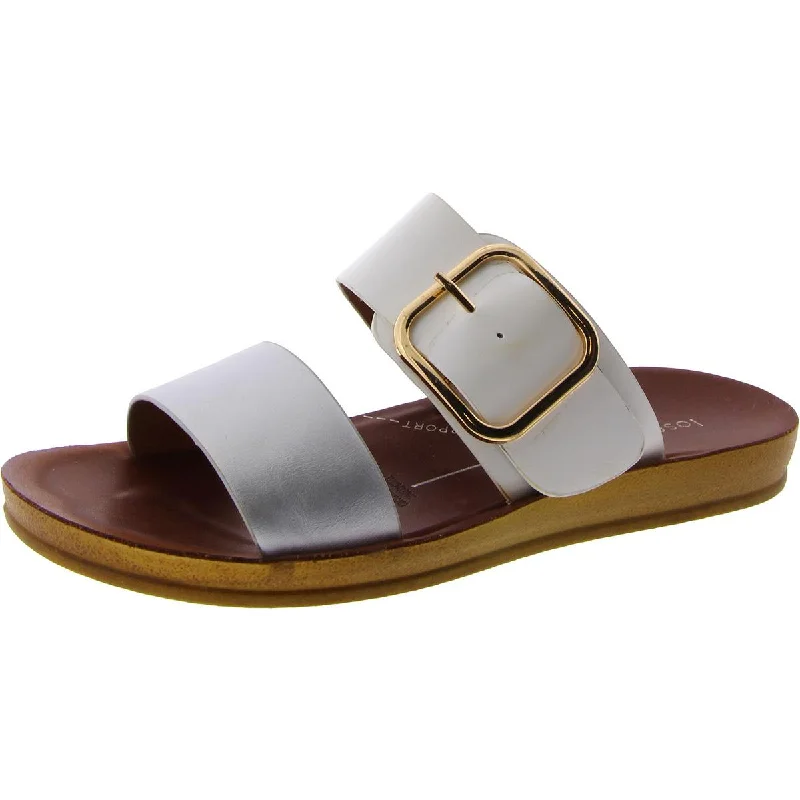 Los Cabos Womens Doti Faux Leather Arch Support Slide Sandals Quilted Shoe Design  