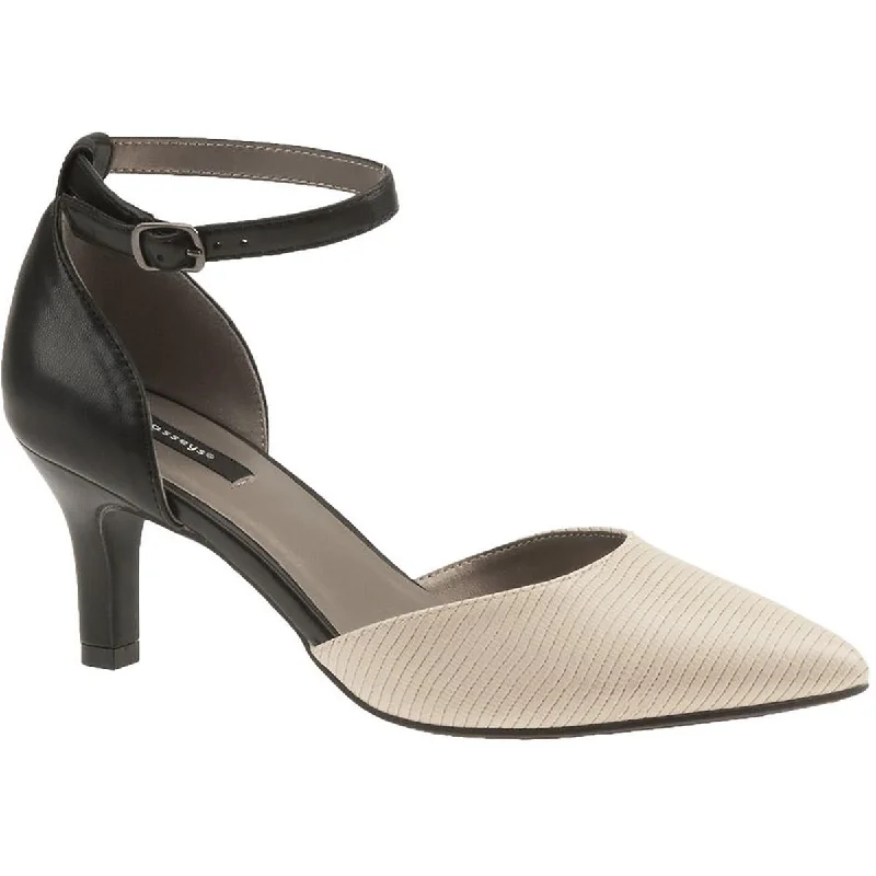 Masseys Womens Lynley Faux Leather Ankle Strap Pumps Business Monk Strap Style  