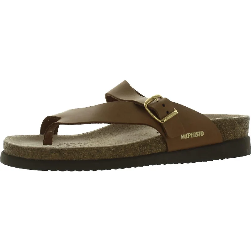 Mephisto Womens Helen Leather Slides Thong Sandals Brogue Oxford Aesthetic 