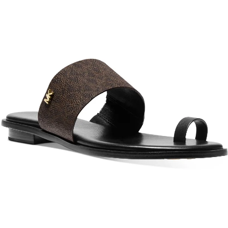 Michael Kors August Women's Coated Canvas Slip-On Flat Toe-Ring Sandal Hiking Boot Durability Style  