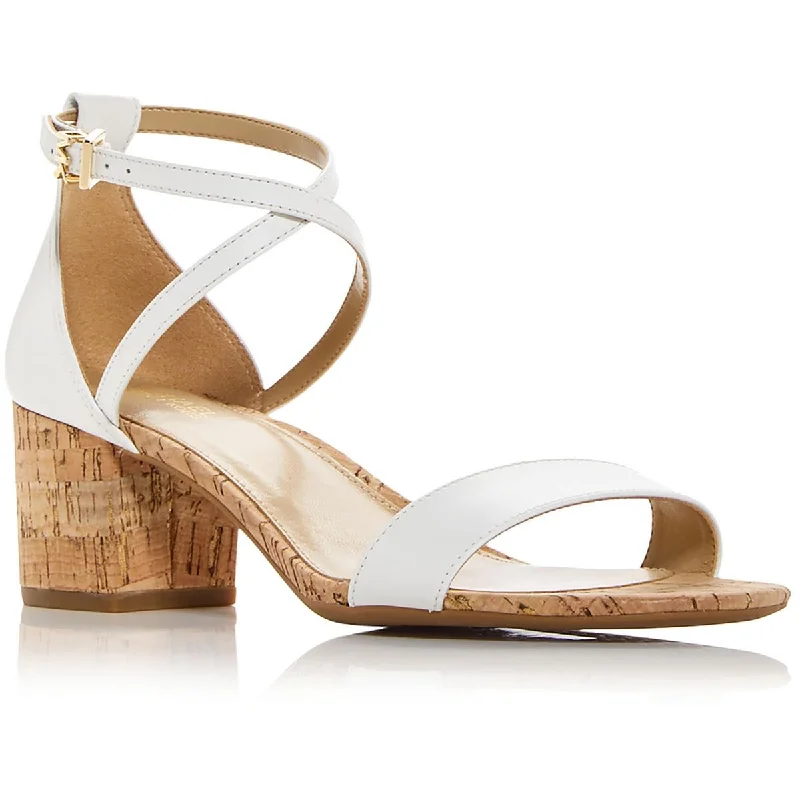MICHAEL Michael Kors Womens Serena Flex Leather Ankle Strap Heels Two - Tone Shoe Design  