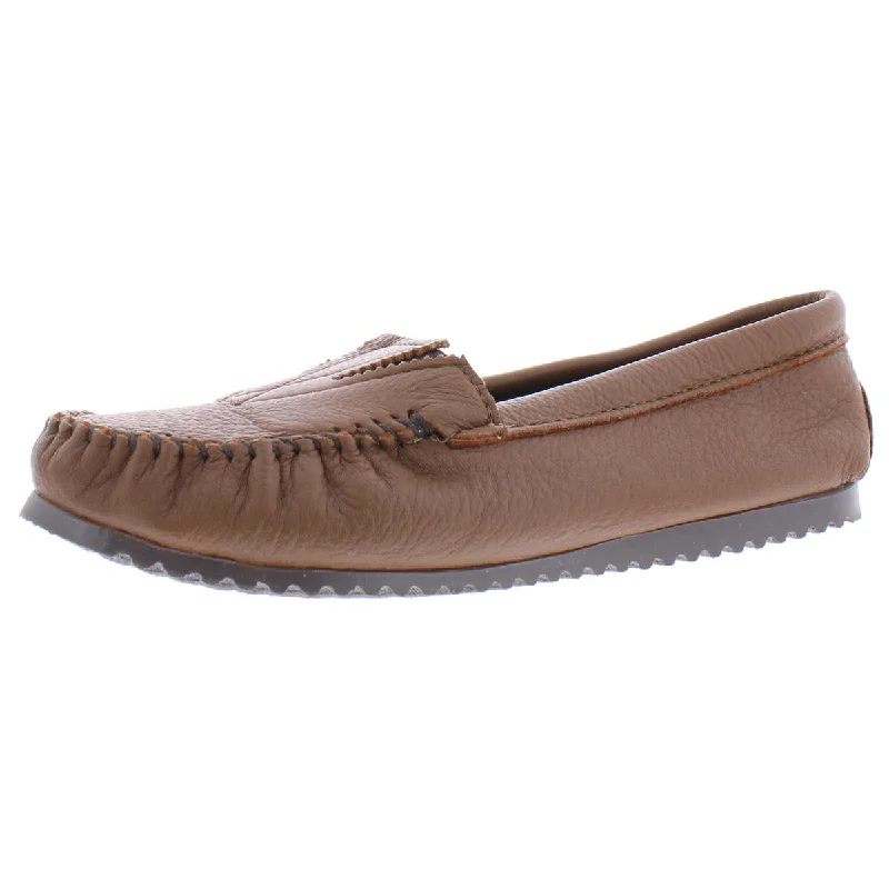 Minnetonka Womens Deerskin Gore Front Leather Flat Moccasins Combat - Inspired Military Boot Look  