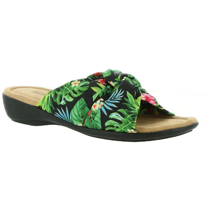 Minnetonka Womens Sarong  Slip On Open Toe Slide Sandals Leather Driving Shoe Style  