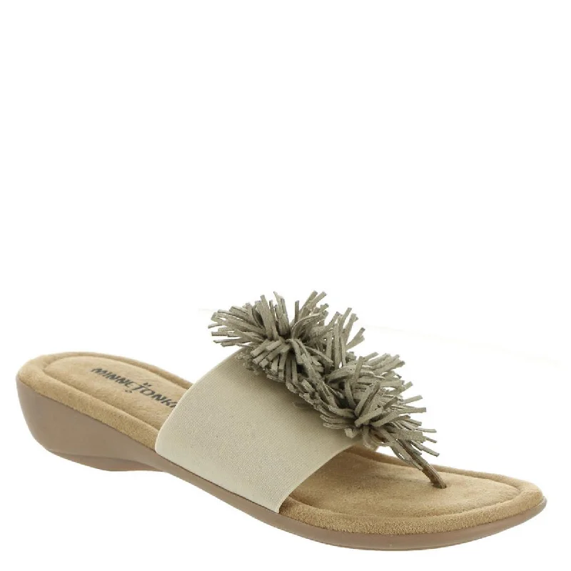 Minnetonka Womens Tricia  Slip On Wedge Thong Sandals Artisan - Crafted Loafer Style  