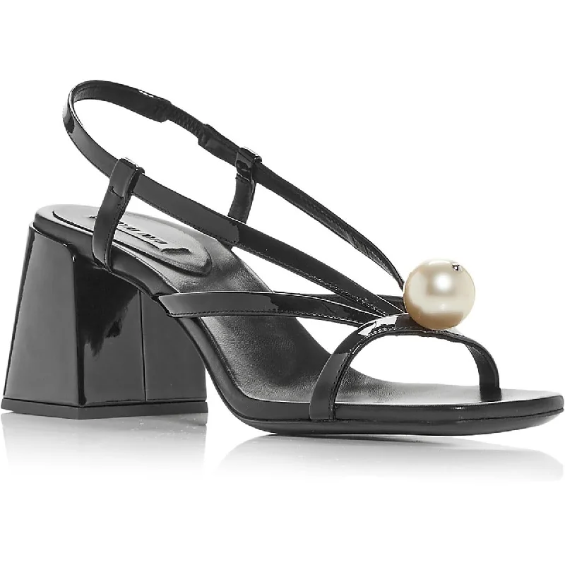 Miu Miu Womens Calzature Donna Patent Leather Strappy Block Heel Tailored Oxford Style 