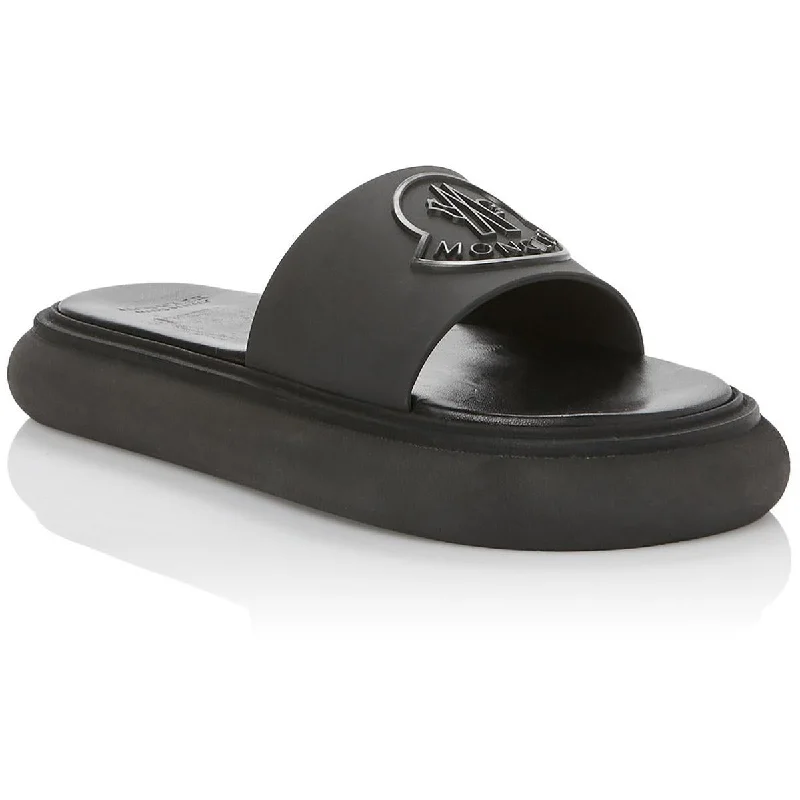 Moncler Womens Slyder Leather Footbed Flatform Slide Sandals Wingtip Oxford Design 