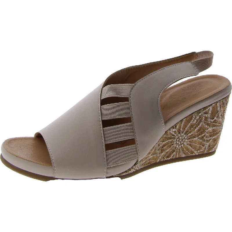 Mootsies Tootsies Womens Faux Leather Slip On Wedge Sandals Performance Running Sneaker Look  