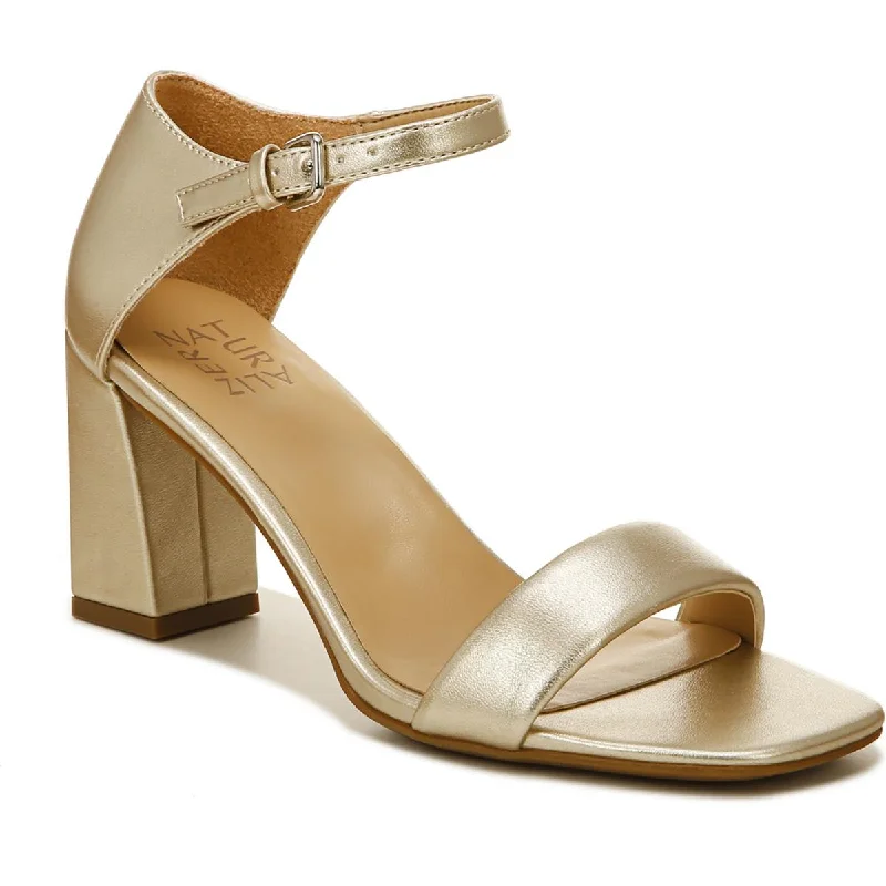 Naturalizer Womens Faux Leather Block Heel Metallic Trim Shoe Design  