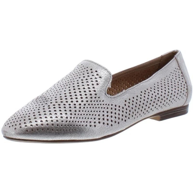 Naturalizer Womens Lorna 2 Leather Slip On Smoking Loafers Retro Plimsoll Style  