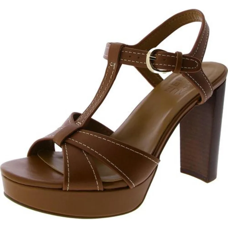 Naturalizer Womens Marnie Leather Ankle Heels Checkered Shoe Pattern Look  