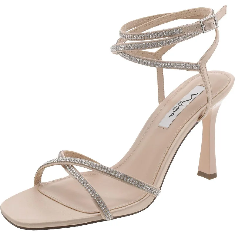 Nina Womens Satin Square toe Strappy Sandals Edwardian Shoe Look  