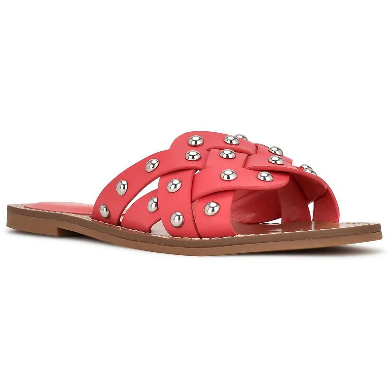 Nine West Womens Cia  Slip On Open Toe Slide Sandals Quilted Shoe Design  