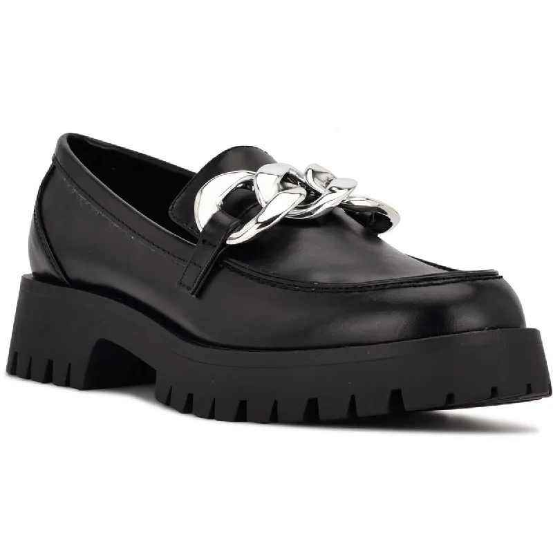 Nine West Womens GRACY Faux Leather Rugged Sole Loafers Tassel Driving Shoe Look 