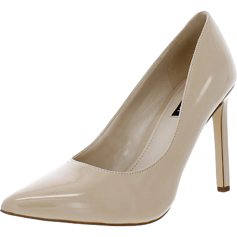 Nine West Womens Tatiana 3 Patent Leather Pointed Toe Pumps Quilted Shoe Design  