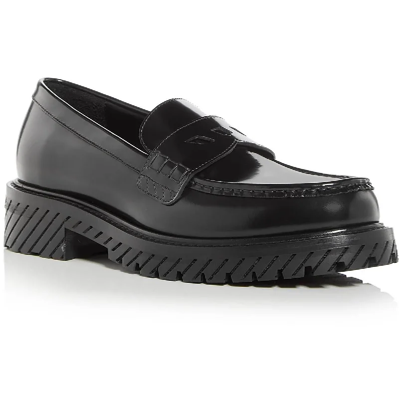 Off-White Womens Patent Leather Slip On Loafer Heels Glow - in - the - Dark Shoe Design  