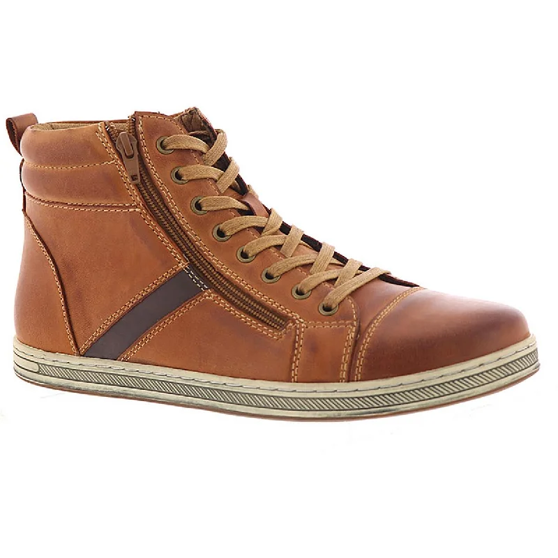 Propet Mens Lucas Leather Casual High Top Sneakers Memory - Foam Slipper Look  