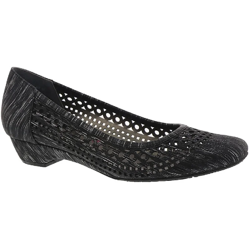 Ros Hommerson Womens Tina Slip On Perforated Ballet Flats Zip - Up Boot Style  