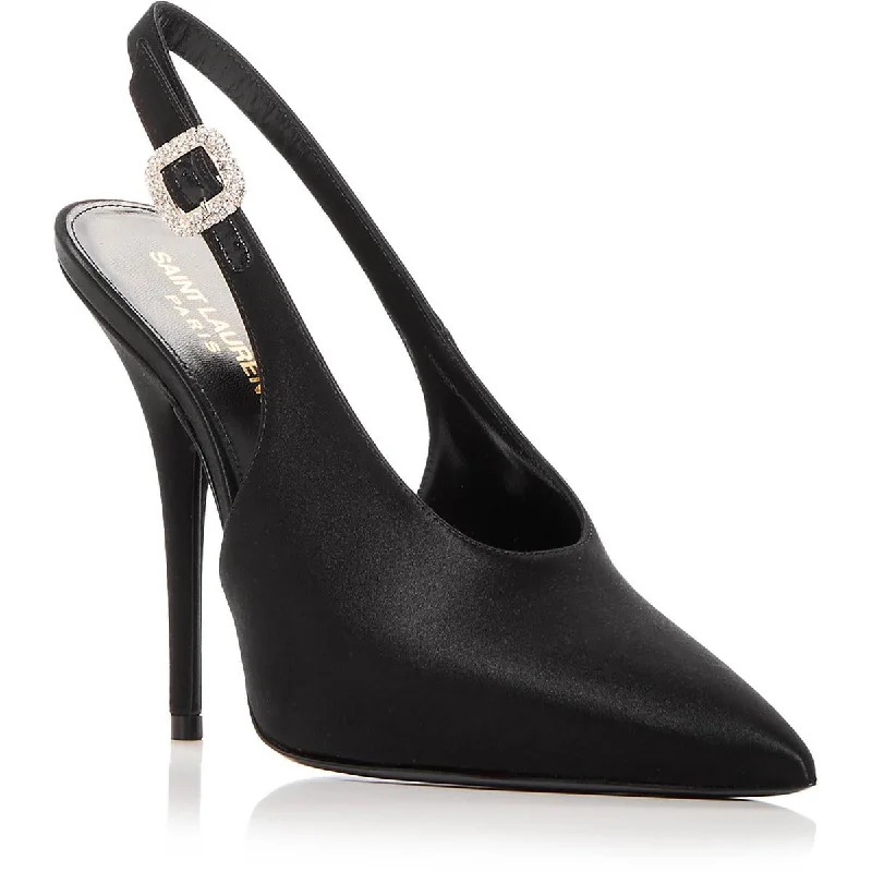 Saint Laurent Womens Pointed Toe Ankle Strap Slingback Heels Aesthetic  