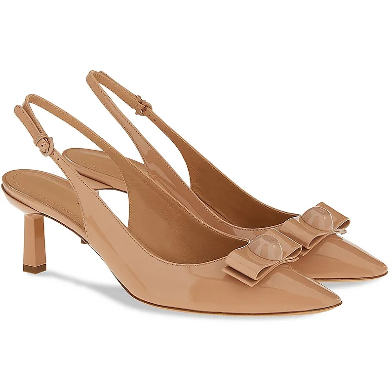 Salvatore Ferragamo Womens Karine 55 Adjustable Pointed Toe Kitten Heels Quilted Shoe Design  