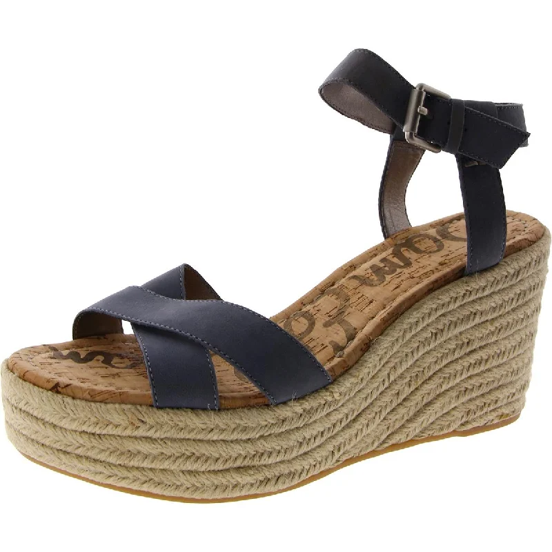 Sam Edelman Womens Destin Nubuck Ankle Strap Wedge Sandals Vintage Oxford Appeal 