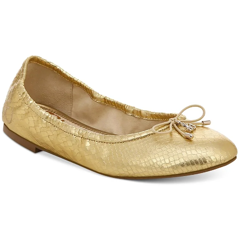 Sam Edelman Womens Felicia Leather Metallic Ballet Flats Cowboy Boot Western Style  
