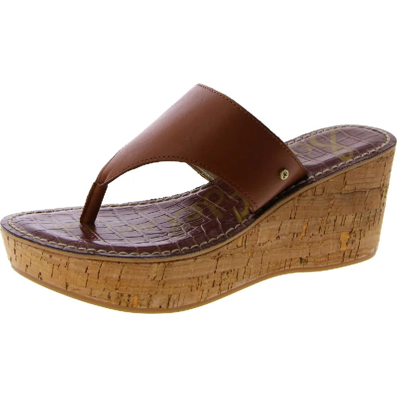 Sam Edelman Womens Leather Thong Wedge Sandals Dressy Chelsea Boot Style 