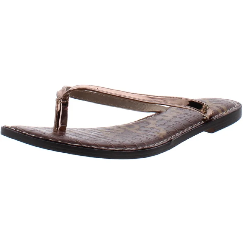 Sam Edelman Womens Patent Leather Thong Flip-Flops Retro Plimsoll Style  