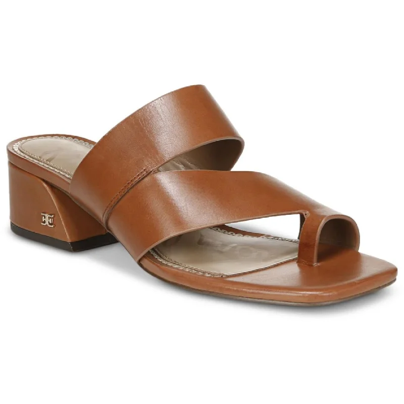 Sam Edelman Womens Prague Leather Toe Loop Heel Sandals Memory - Foam Slipper Look  
