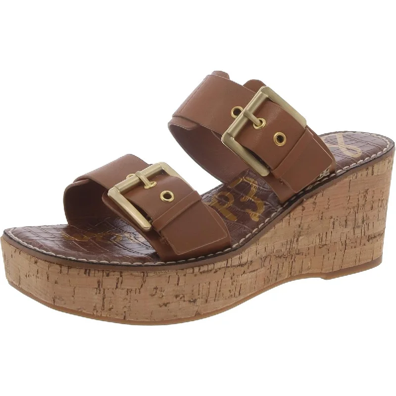 Sam Edelman Womens Slip On Buckle Platform Sandals Quilted Shoe Design  