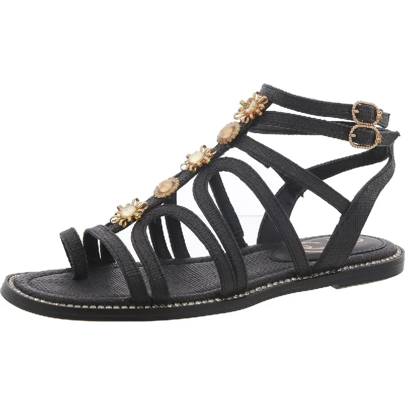 Sam Edelman Womens Tianna Casual Flats Gladiator Sandals Embroidered Cowboy Boot Design Sam Edelman Womens Tianna Casual Flats Gladiator Sandals Embroidered Cowboy Boot Design