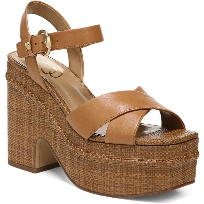 Sam Edelman Womens Trianna Strappy Slingback Platform Heels Distressed Leather Shoe Style  