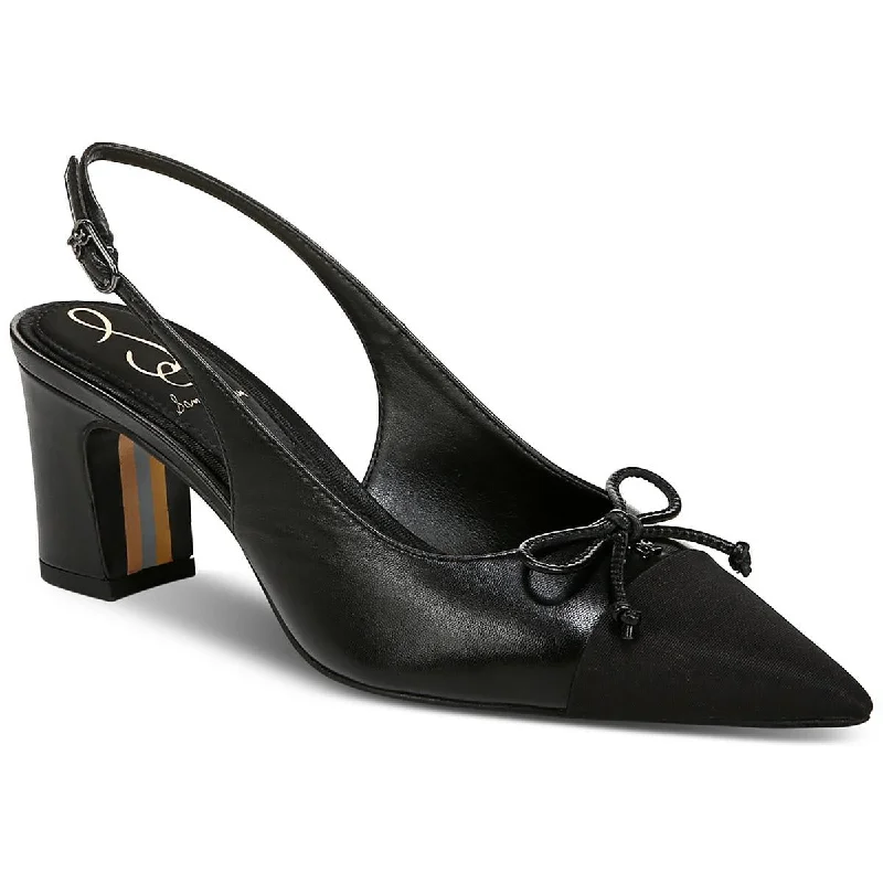 Sam Edelman Womens Willette Leather Block Heel Slingback Heels Combat - Inspired Military Boot Look  